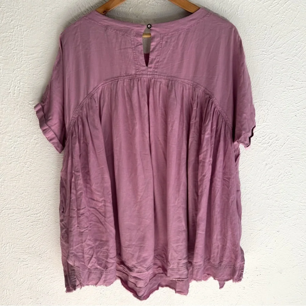 We The Free Moon City Top Oversized Linen Blend Tee in Lilac (XS) - Picture 5 of 7